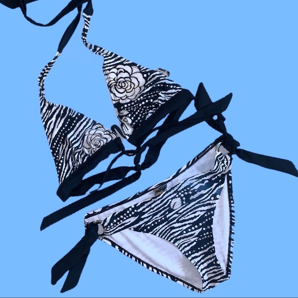 🦓 Ed Hardy Style Aqua Funky Zebra Print Bikini 👙 - Picture 4 of 4